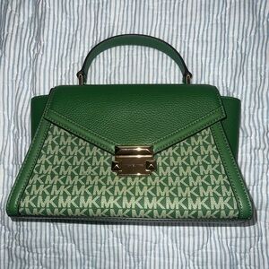 Michael Kors Green Satchel with Gold Accents